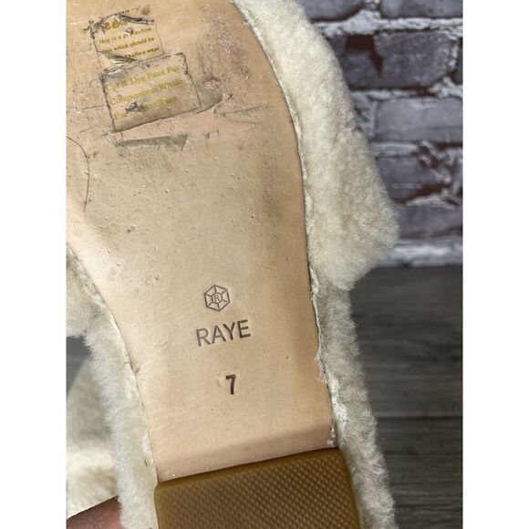 Raye Sherp Ivory Cream Faux Fur Slippers Casual Sandals Women’s Sz 7M US/38EU - Picture 12 of 16